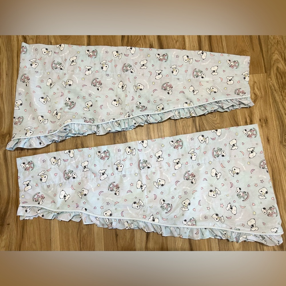 VTG My Little Snoopy Lambs & Ivy Valances Set/2 Good Night‎ Ruffles Nursery USA